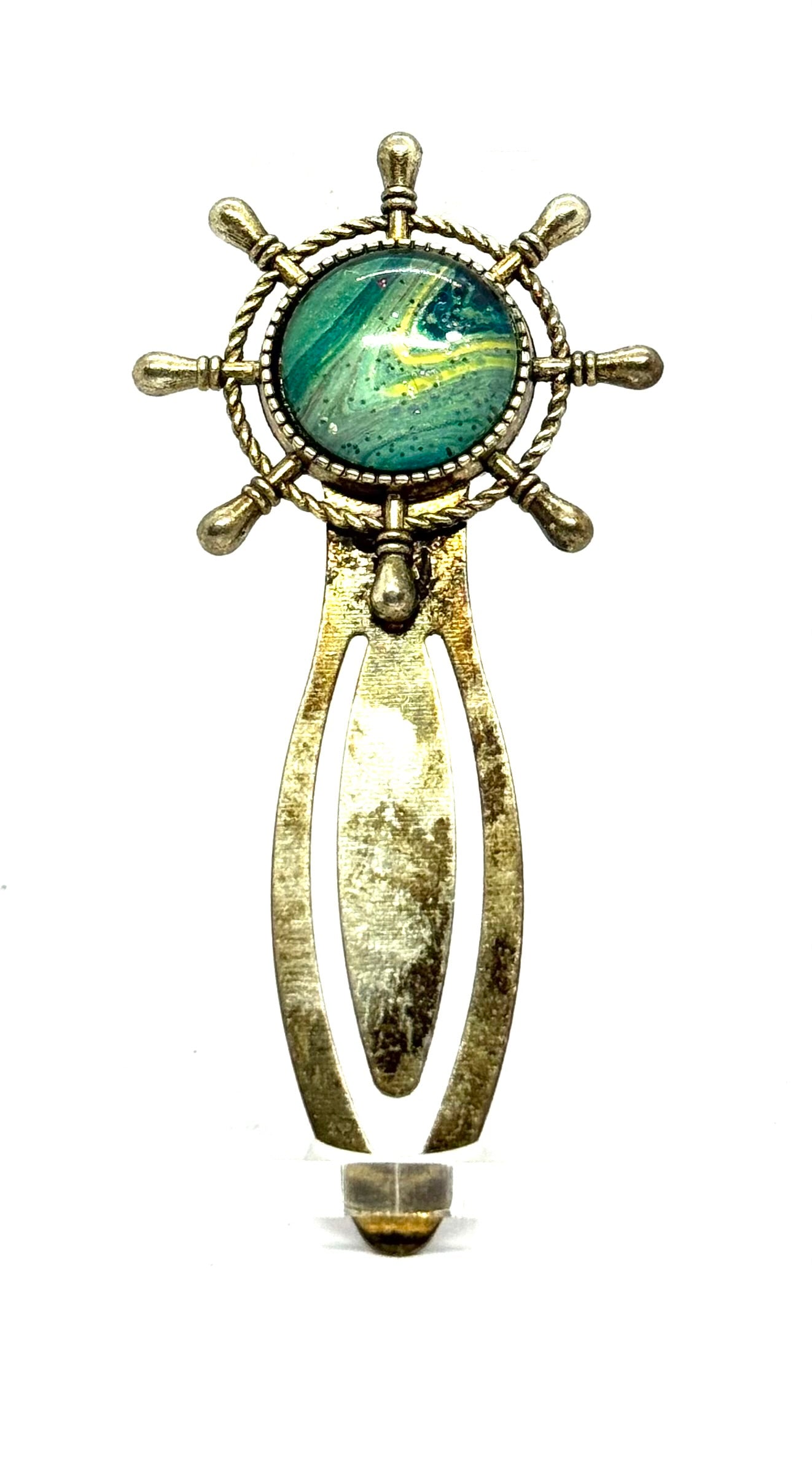 The “Mentally at Sea, Physically in Chapter 12” Handmade Ship Wheel Bookmark