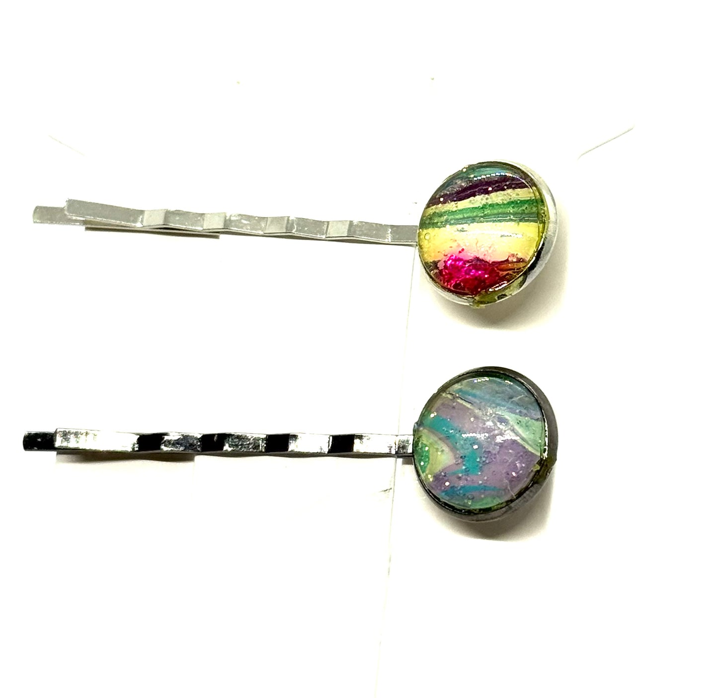 #3 Main Character Chaos Bobby Pins – Multicolor Resin Set (2pc)