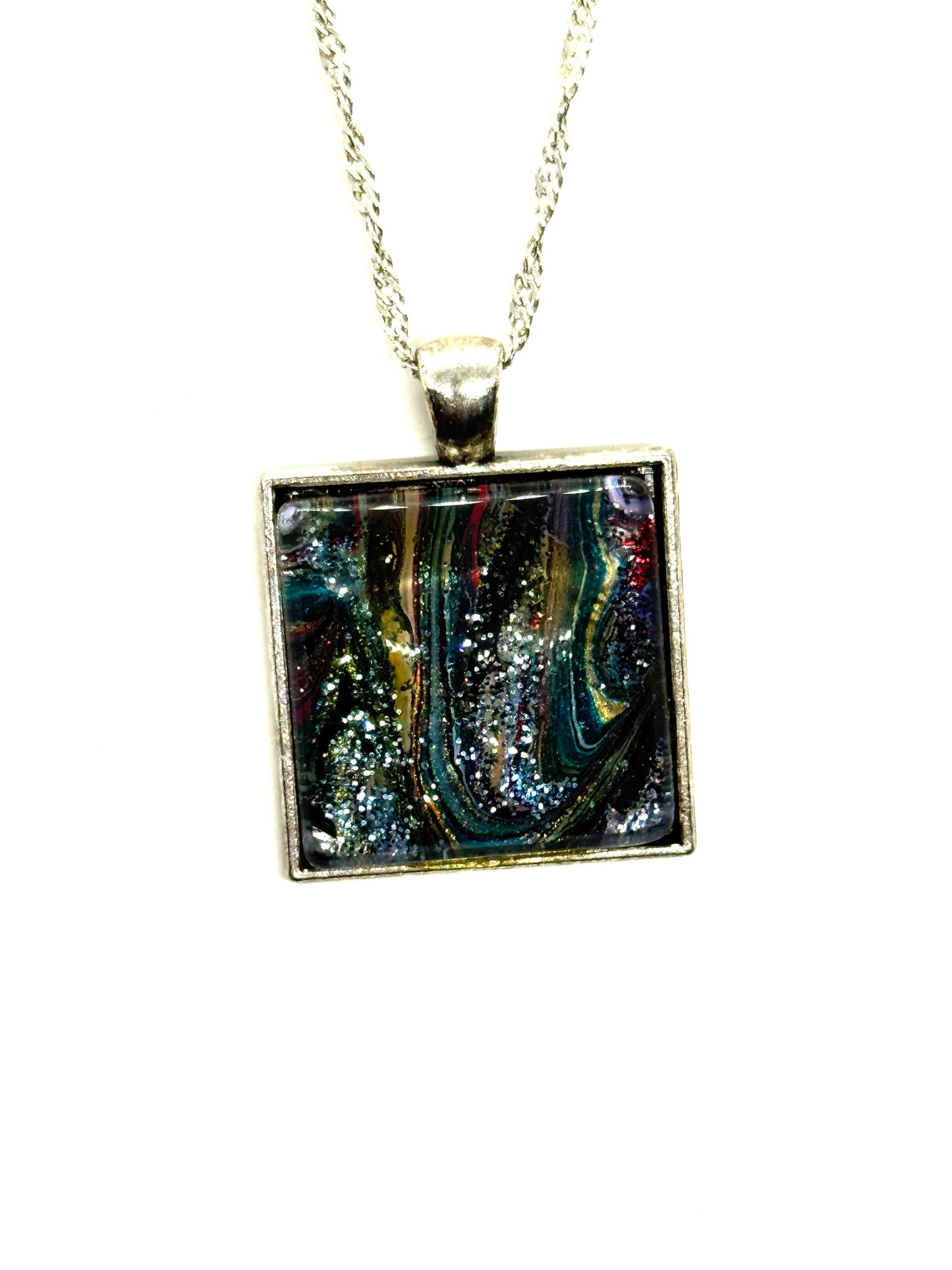 #33 Midnight Meltdown Square Pendant