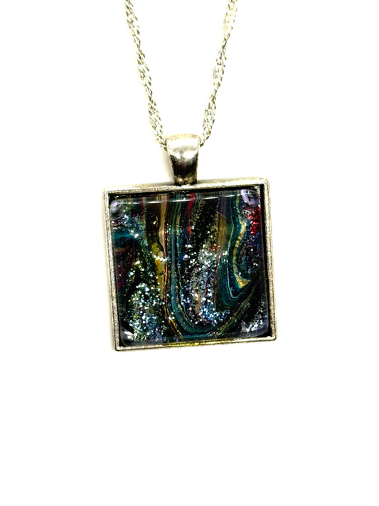#33 Midnight Meltdown Square Pendant