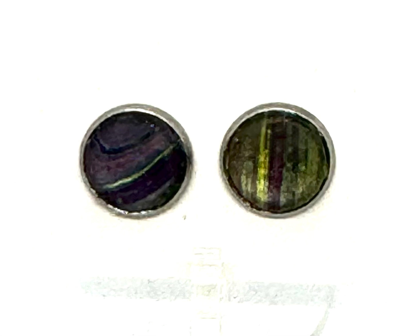 Chaos in Harmony | Handmade Abstract Purple & Olive Stud Earring