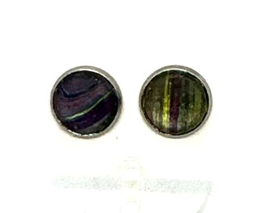 Chaos in Harmony | Handmade Abstract Purple & Olive Stud Earring