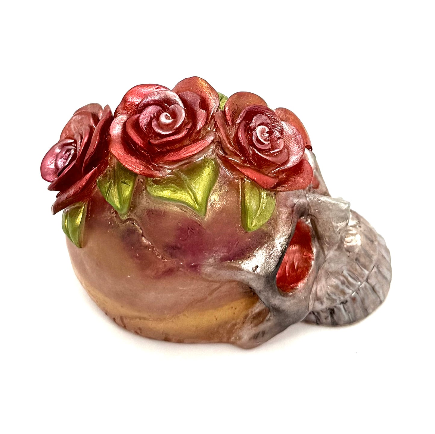 “Deadly Bloom” Rose Crown Skull — Handmade Resin Gothic Decor | Romantic Horror Skull | FDSS One-of-a-Kind Art