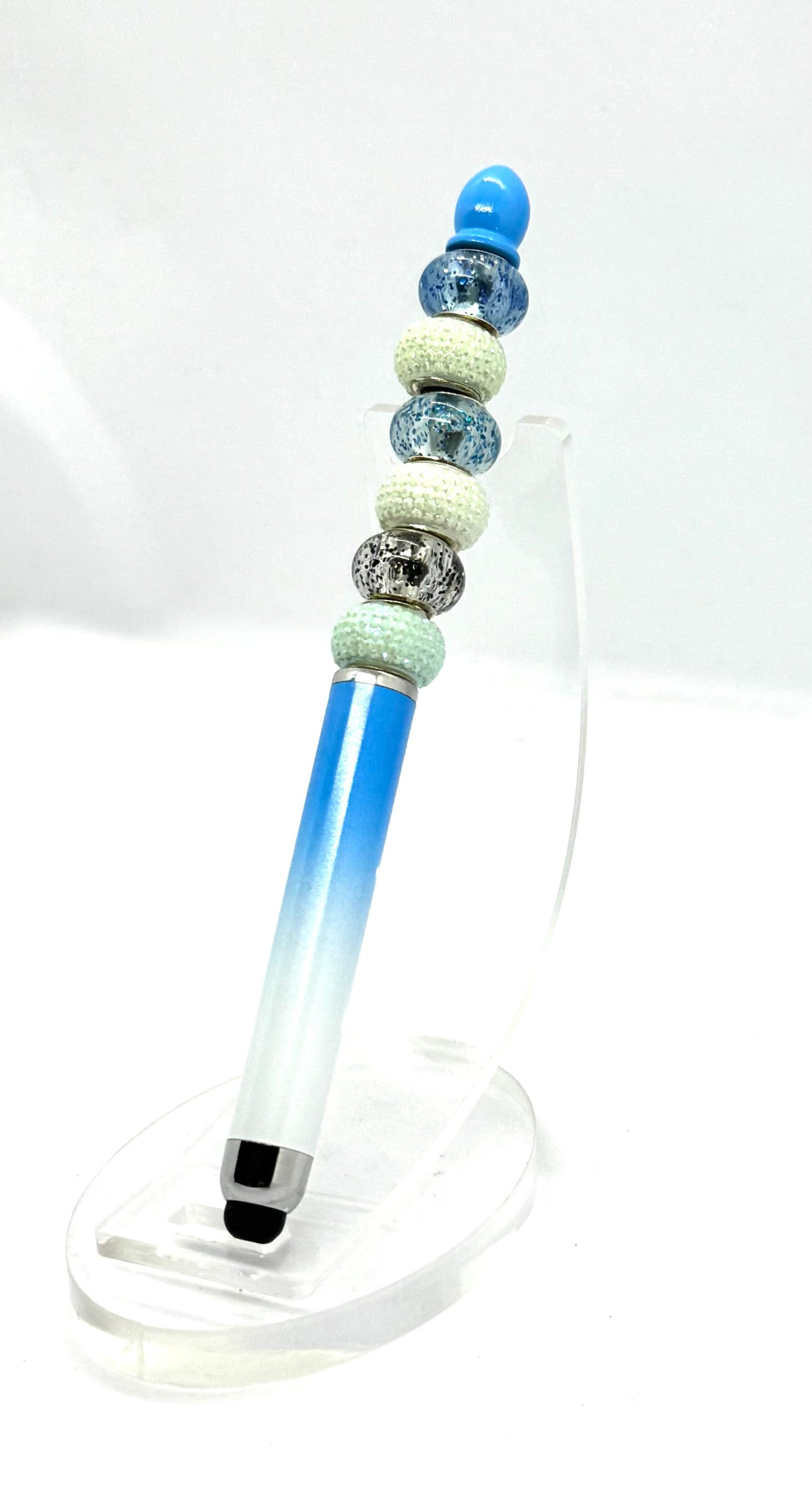 Cool, Calm & Slightly Unsupervised | Handmade Blue Frost Beaded Stylus Pen
