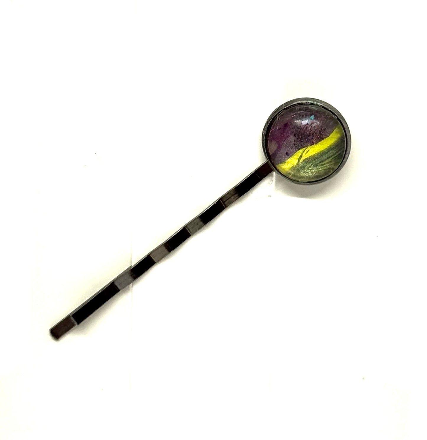 The “Running on Caffeine, Spite & Poor Decisions” Handmade Bobby Pin – Neon Chaos Edition