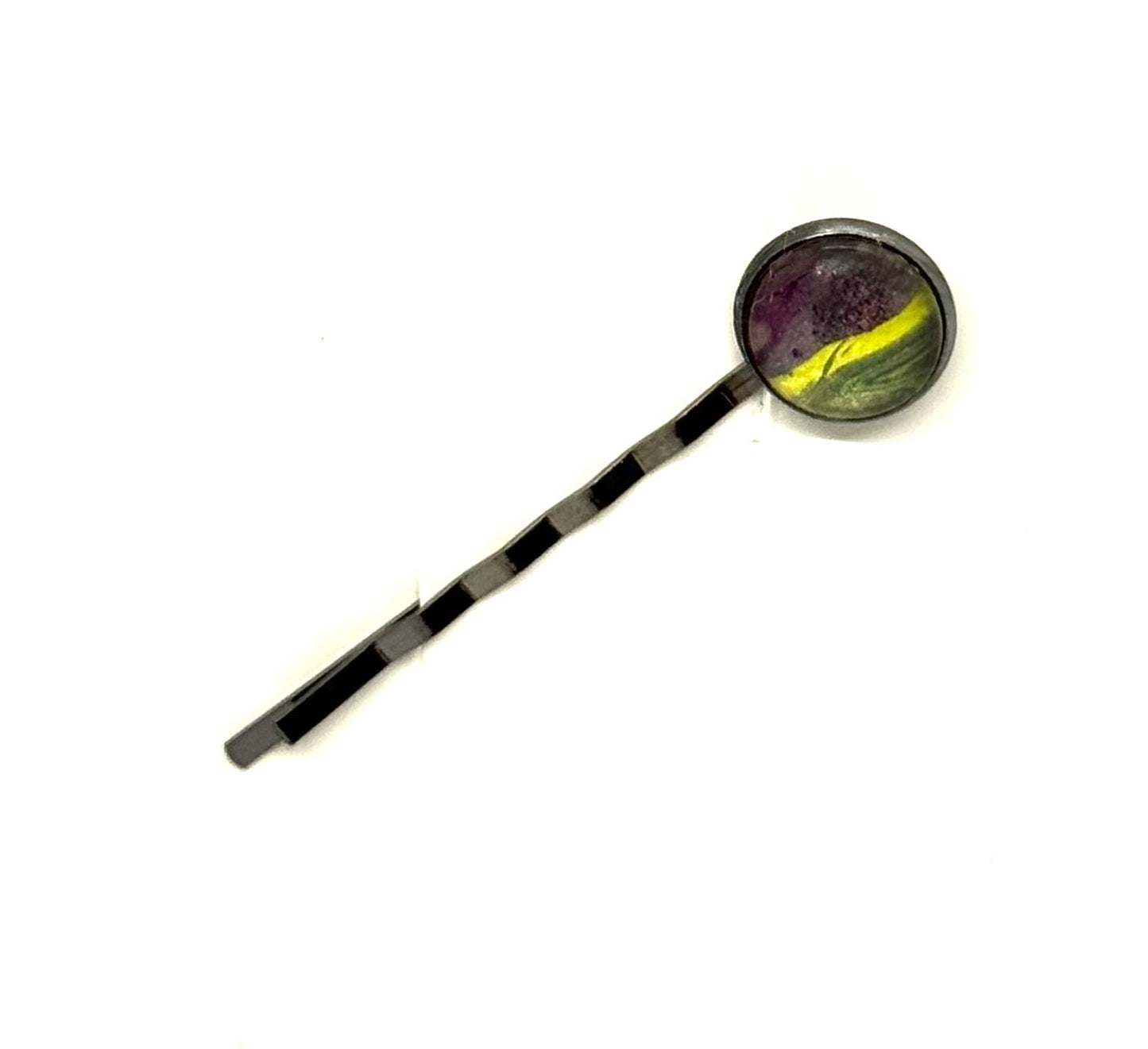 The “Running on Caffeine, Spite & Poor Decisions” Handmade Bobby Pin – Neon Chaos Edition