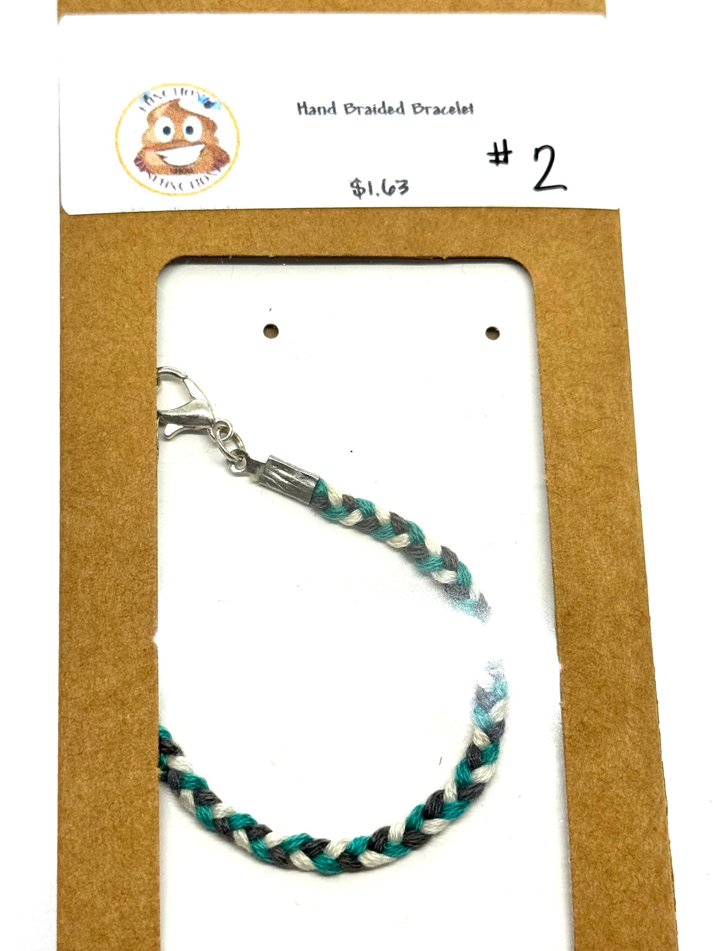 #2 Hand Braided Bracelet | Handmade Minimalist Cord Bracelet | Teal White Gray Boho Bracelet | Adjustable Everyday Stack Bracelet | One-of-a-Kind FDSS Jewelry