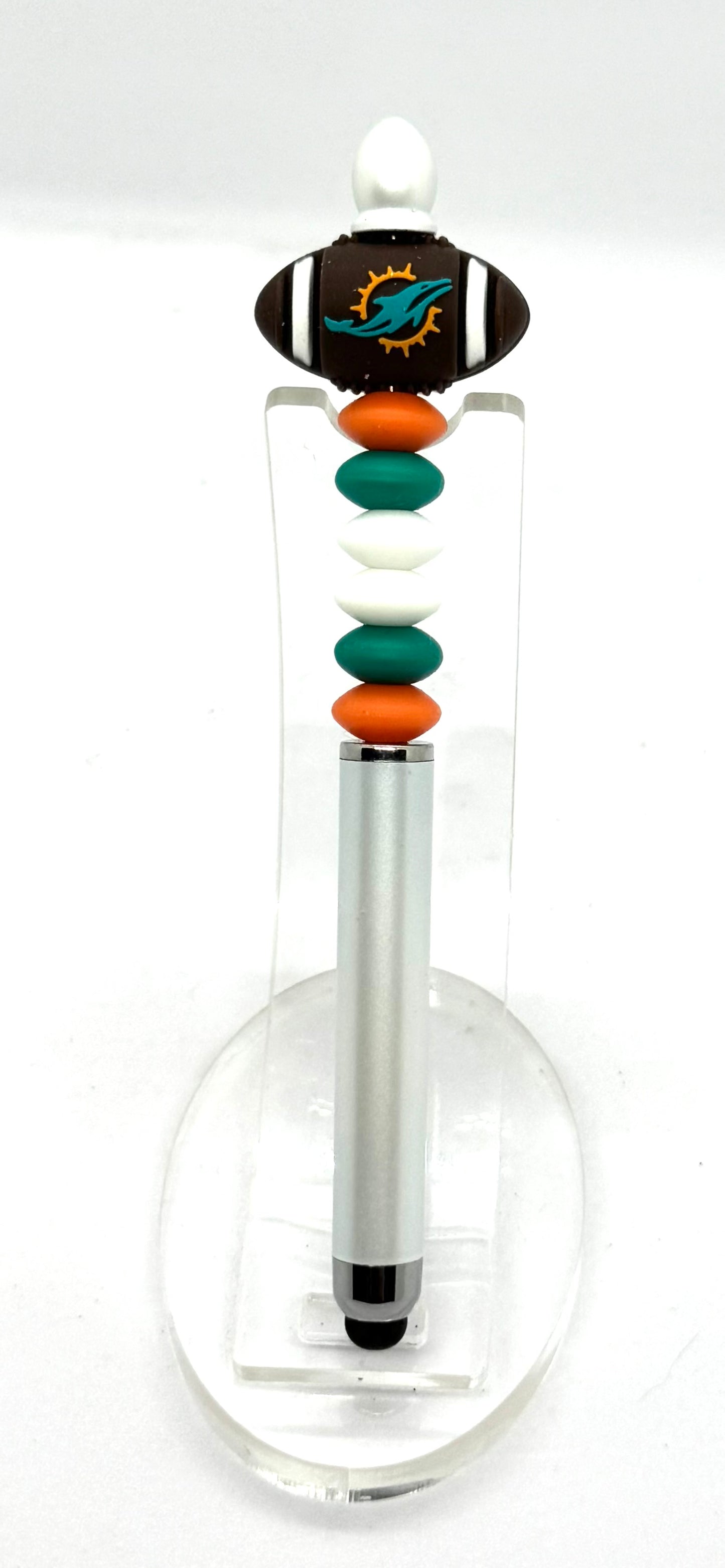 Handmade Miami Dolphins Inspired Beaded Stylus Pen | Refillable Touchscreen Pen