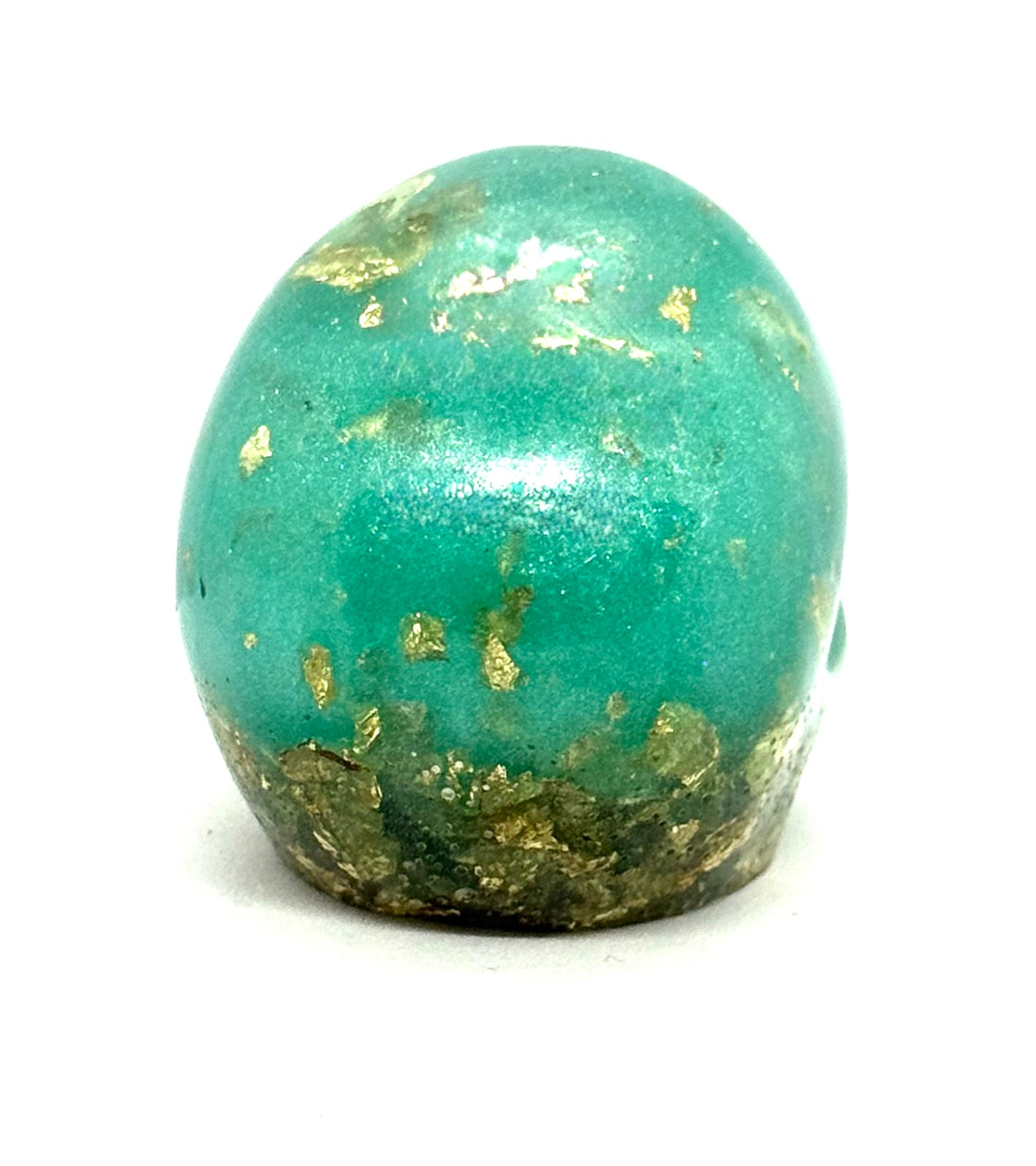 “Ocean Poison” Teal & Gold Skull – Resin Chaos Piece