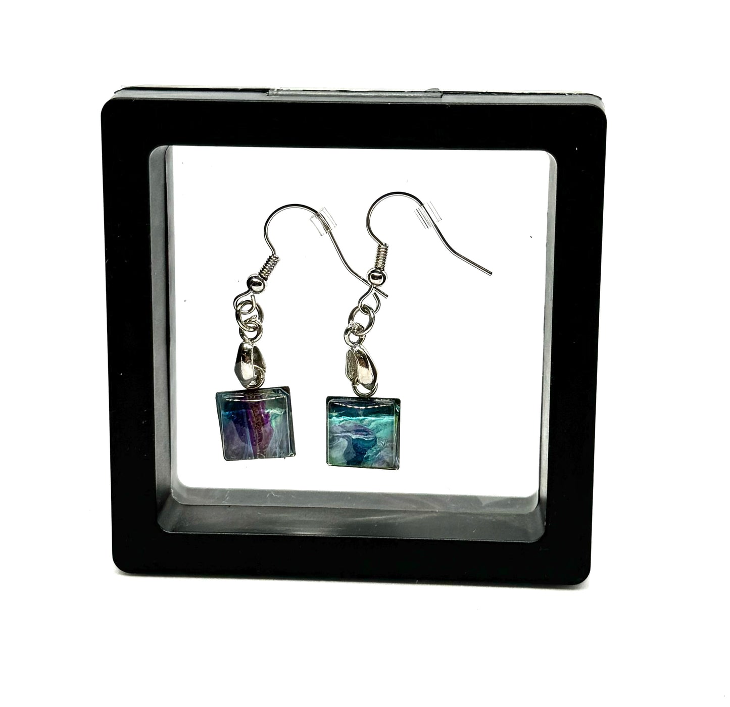 #7 Ocean Mood Swing Mini Tile Earrings – Blue & Purple Abstract Dangle Earrings