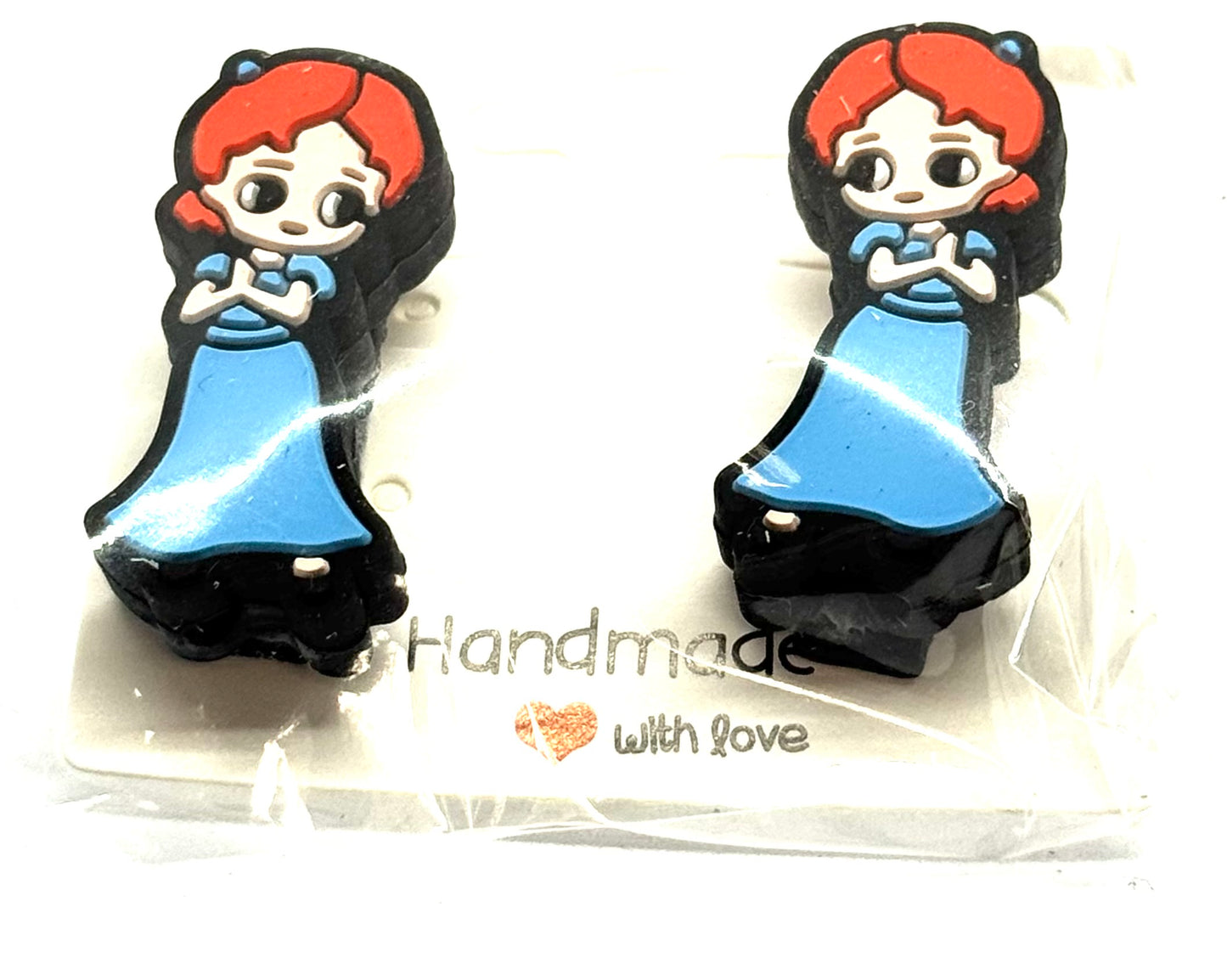 #7 Curious Chaos Redhead Barrettes – Blue Dress Character Clips (2pc Set)