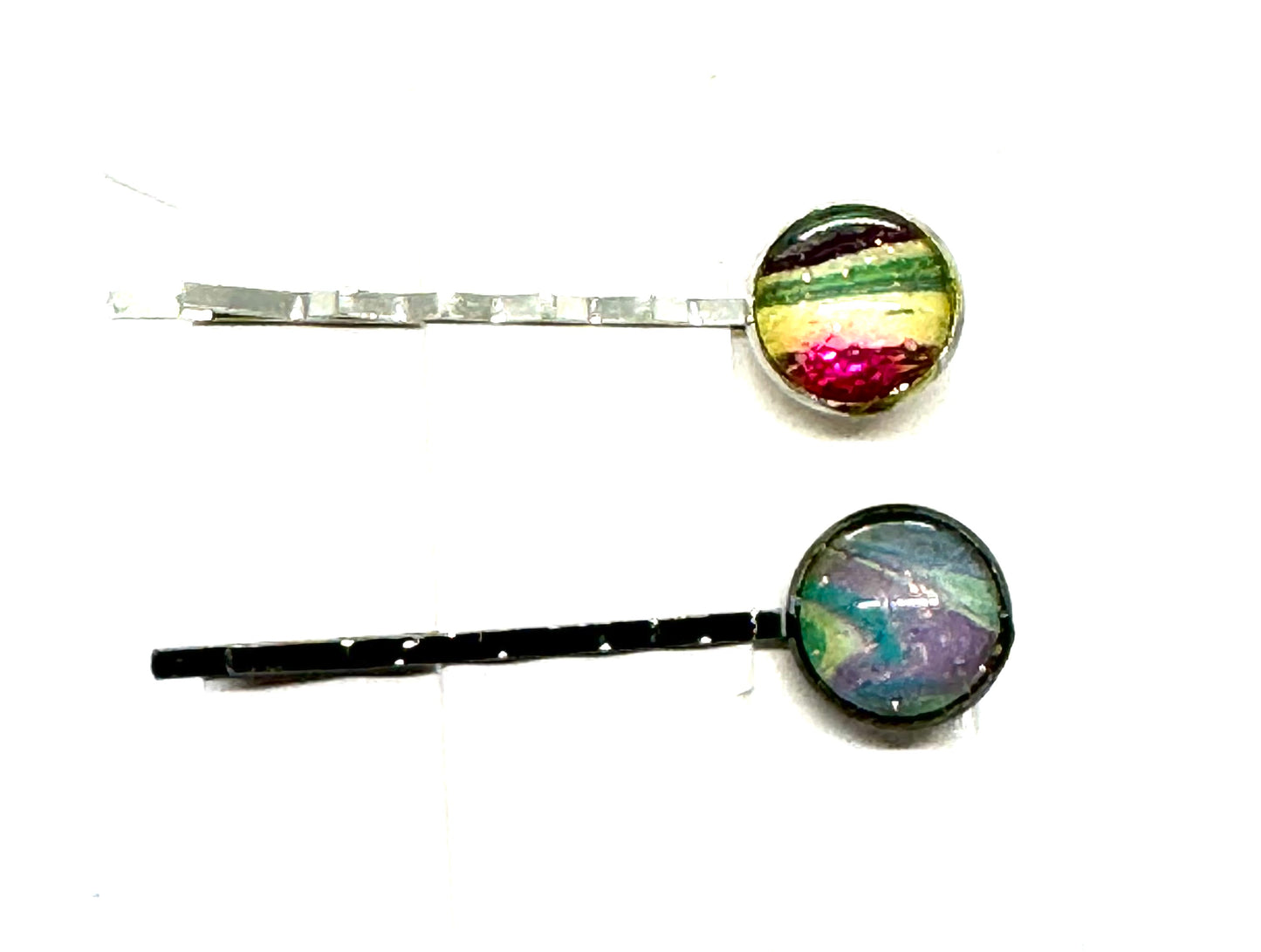 #3 Main Character Chaos Bobby Pins – Multicolor Resin Set (2pc)