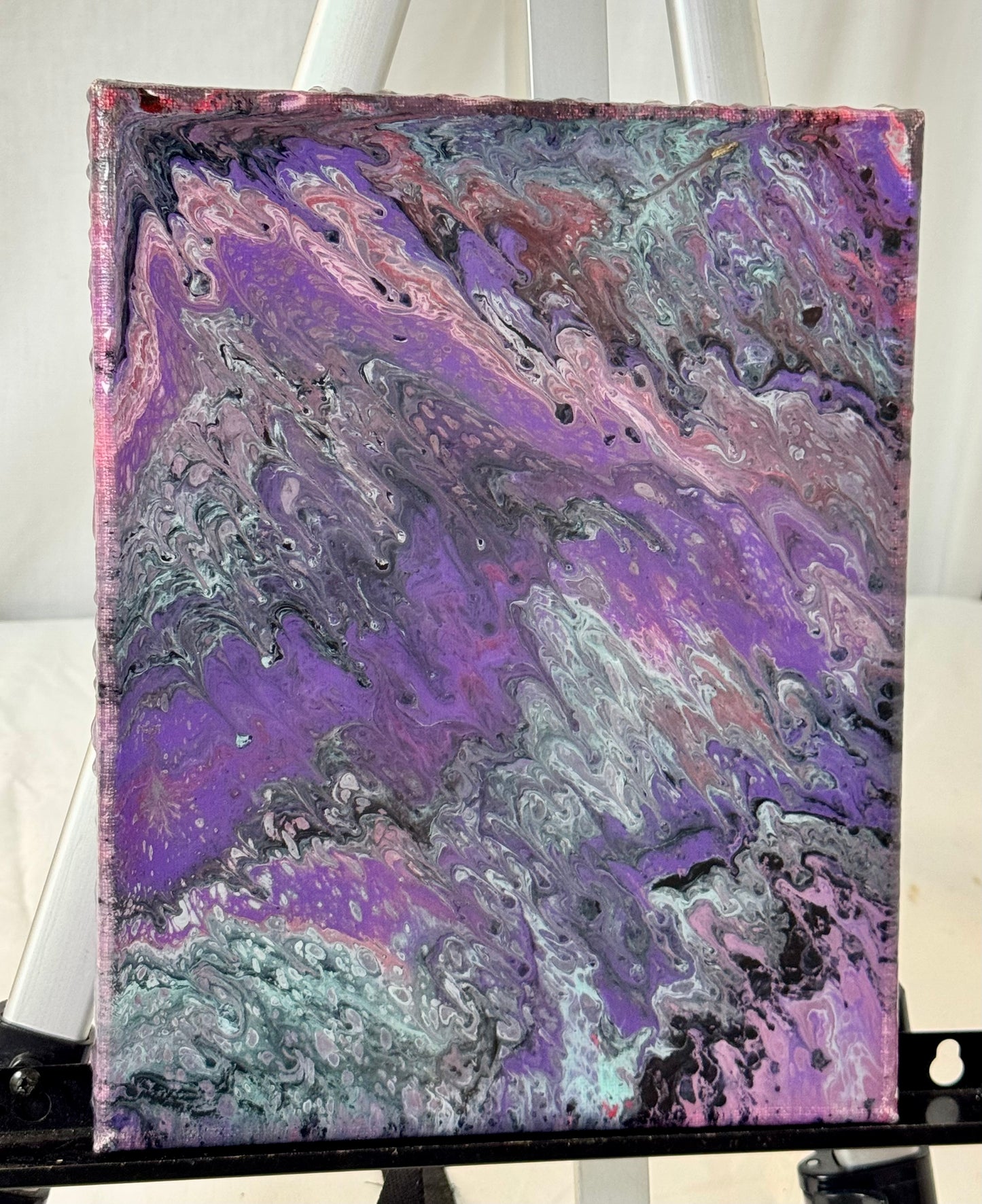 Raspberry Mountain | 8x10 Purple Paint Pour Canvas