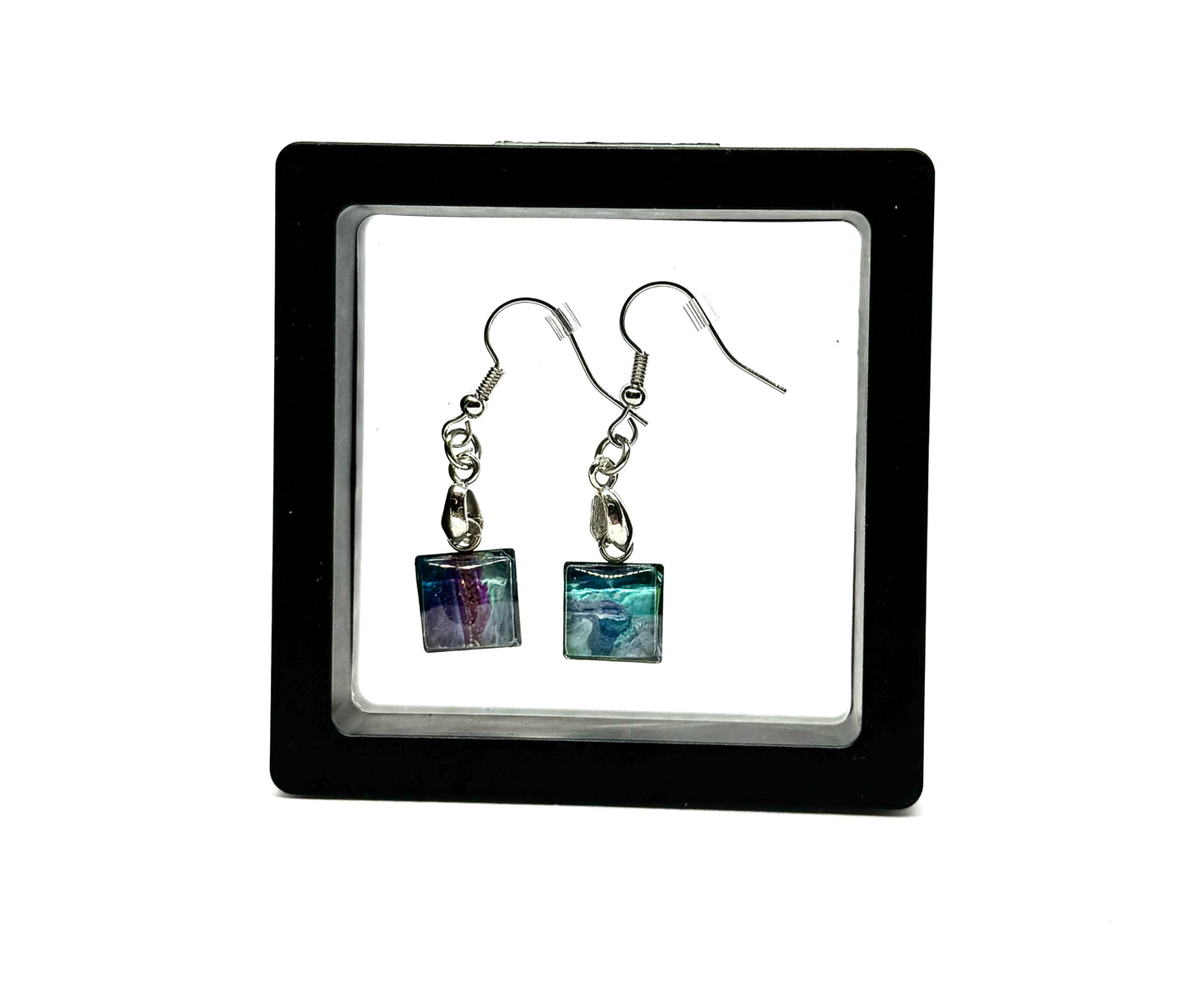 #7 Ocean Mood Swing Mini Tile Earrings – Blue & Purple Abstract Dangle Earrings