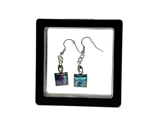 #7 Ocean Mood Swing Mini Tile Earrings – Blue & Purple Abstract Dangle Earrings