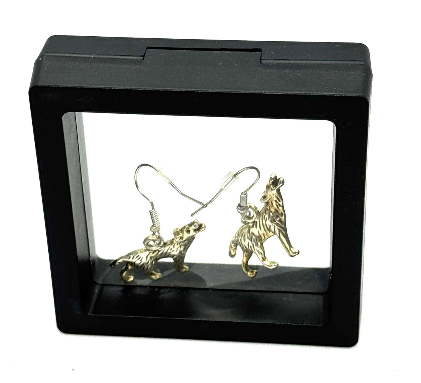 #47 Raised by Wolves Earrings – Silver Wolf Charm Dangle Earrings