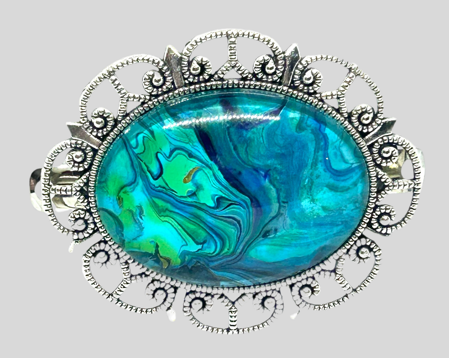 Abstract Paint Pour Hair Barrette | Handmade Metal & Glass Hair Clip