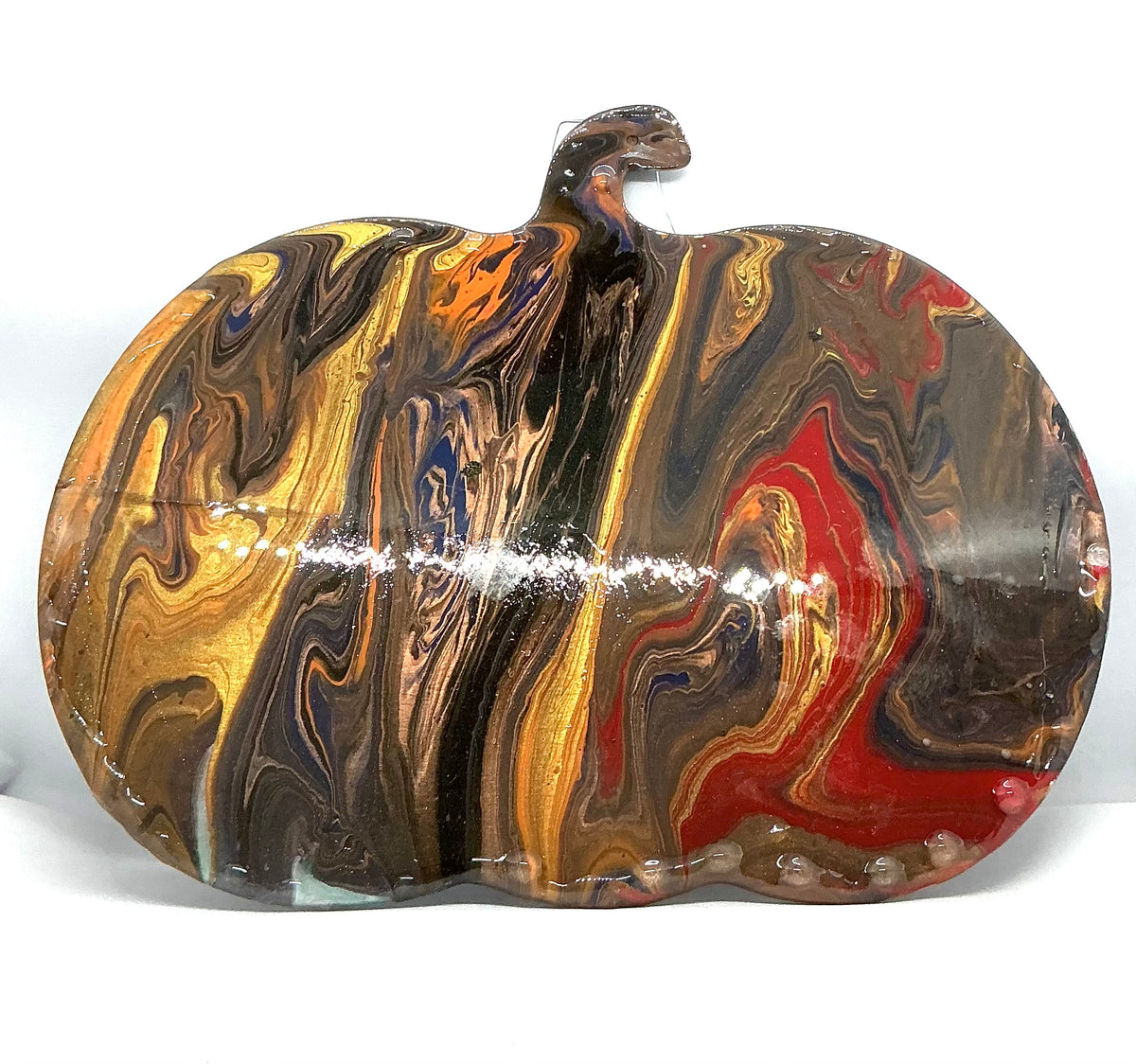 Gourd Almighty | Paint-Poured Wooden Pumpkin Wall Art