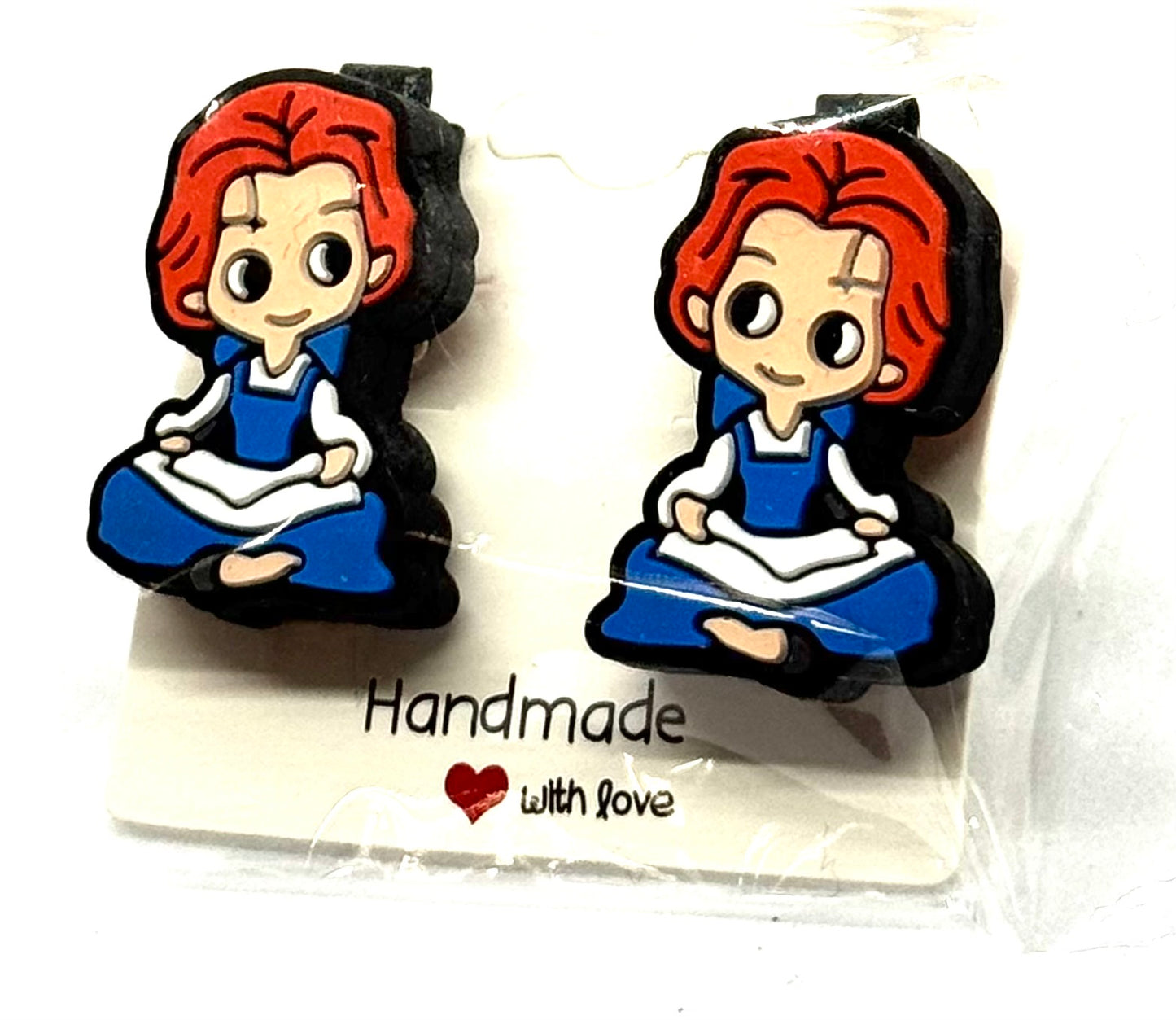 #1 Bookish Chaos Barrettes – Reading Girl Character Hair Clips (2pc Set)