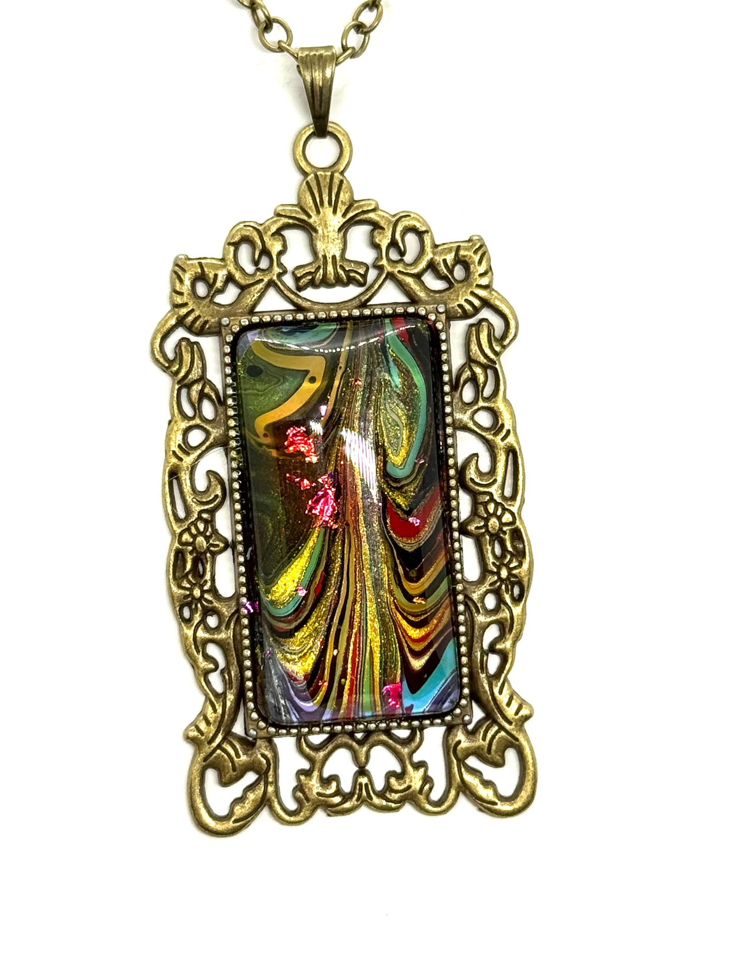 #25 Baroque Breakdown – Multicolor Chaos Paint Pour Statement Necklace | FDSS Original