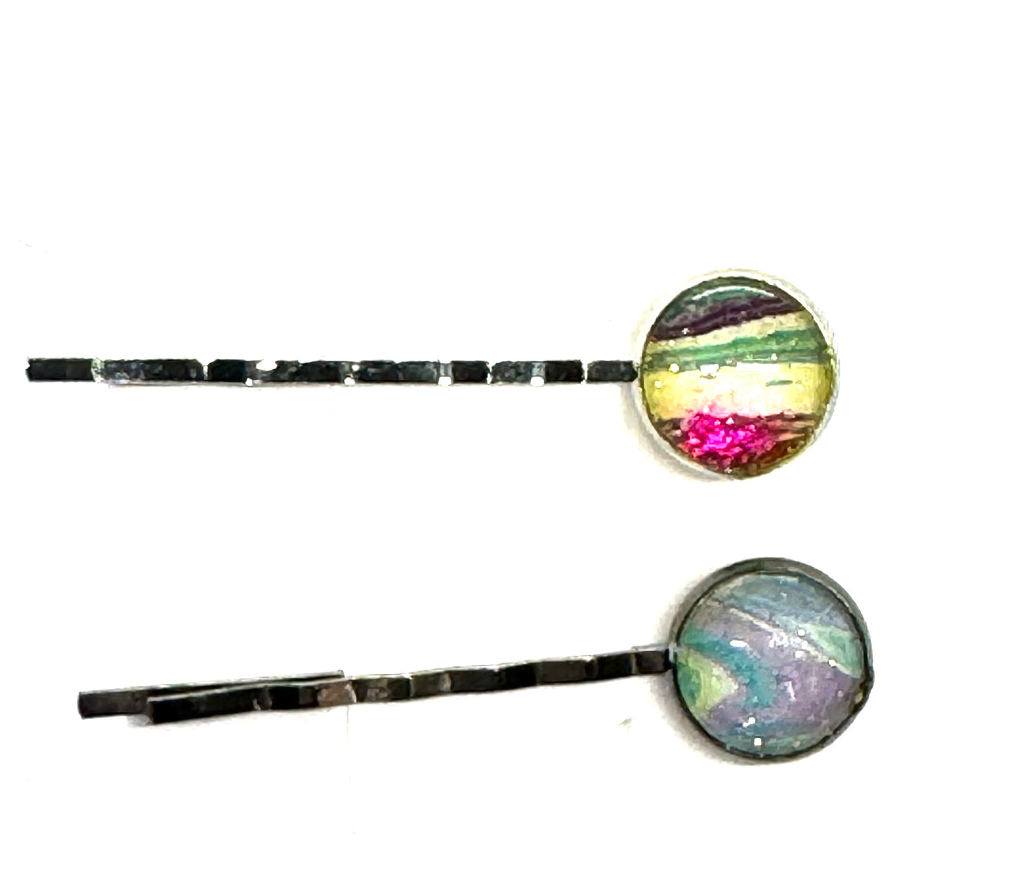 #3 Main Character Chaos Bobby Pins – Multicolor Resin Set (2pc)
