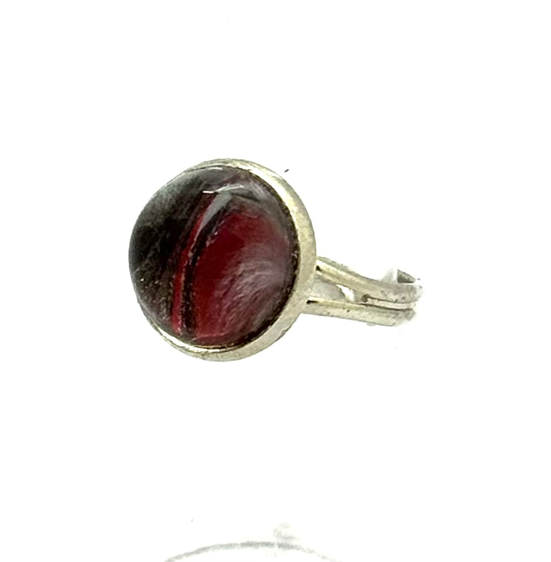 #2 Dark Desire Glass Dome Ring – Red & Black Swirl Statement Ring