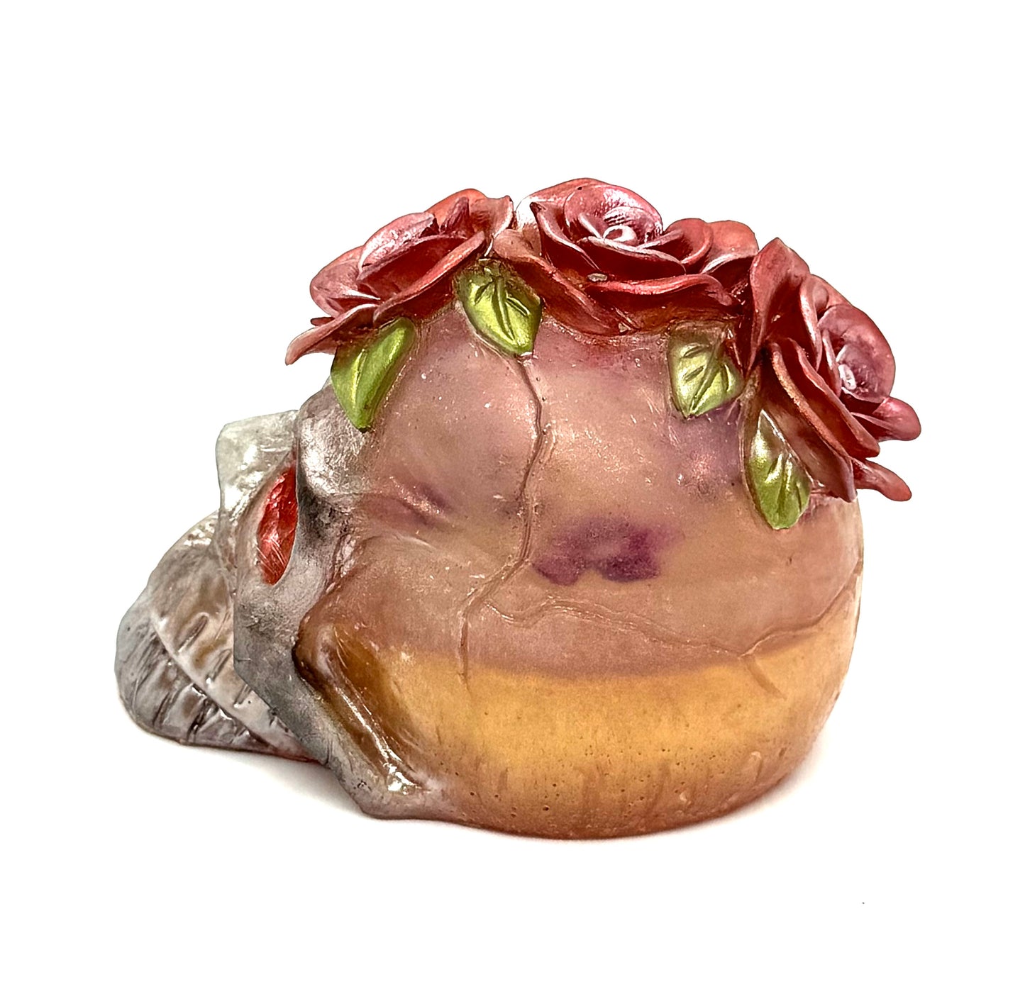 “Deadly Bloom” Rose Crown Skull — Handmade Resin Gothic Decor | Romantic Horror Skull | FDSS One-of-a-Kind Art