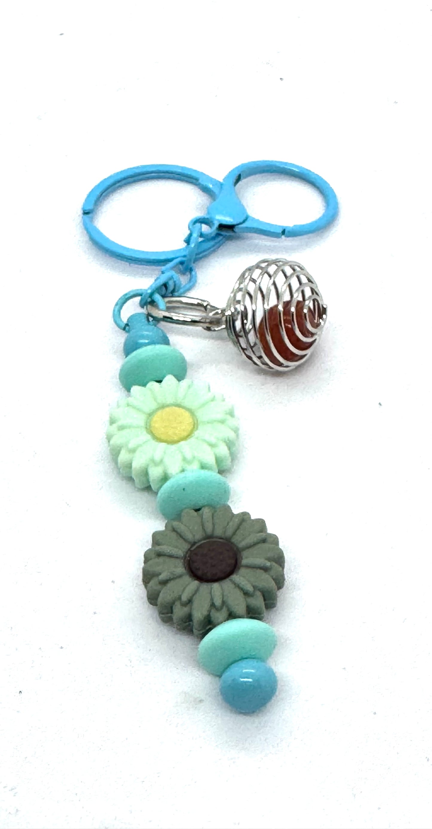 Bloom Through the Chaos | Handmade Double Daisy & Gemstone Keychain