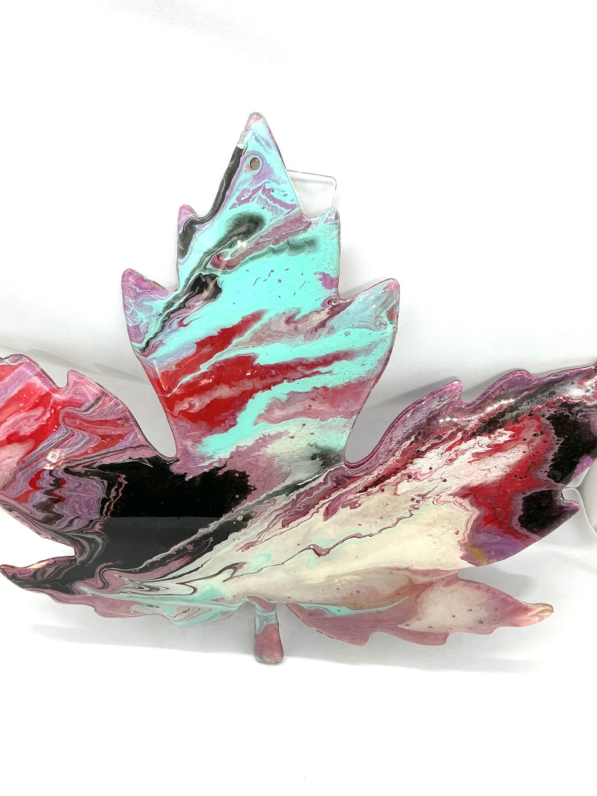 Leaf the Chaos Here | Paint-Poured Maple Leaf Wall Art