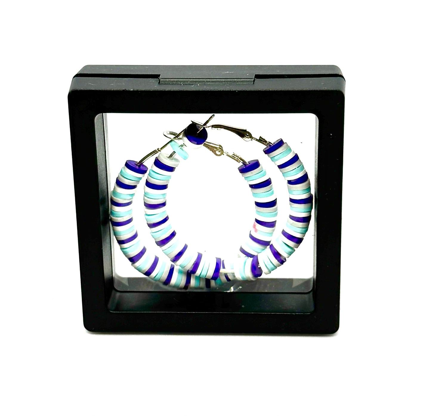 #12 Electric Daydream Hoop Earrings – Aqua & Purple Beaded Statement Hoops