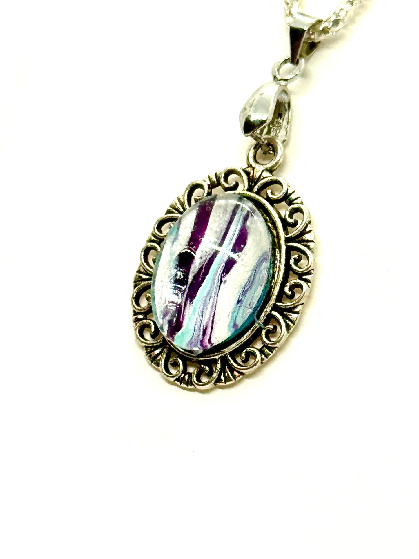 Paint Pour Necklace #14