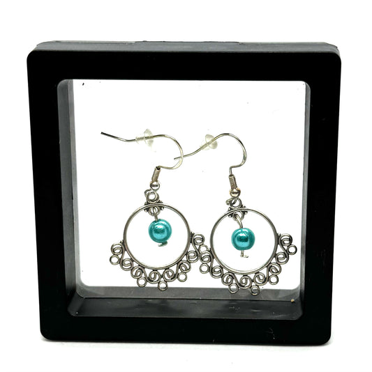 #2 Turquoise Chaos Orbit Earrings – FDSS Handmade Silver Swirl Dangles