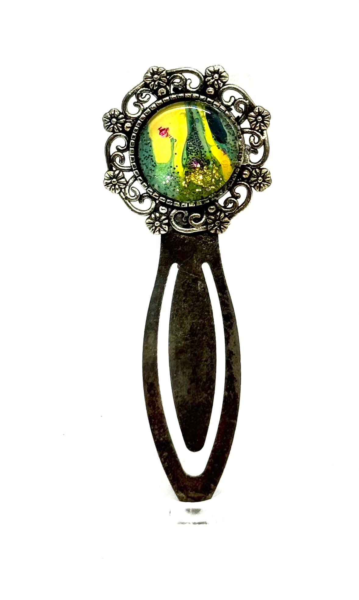 The “Plot Twist in Full Bloom” Handmade Floral Resin Bookmark