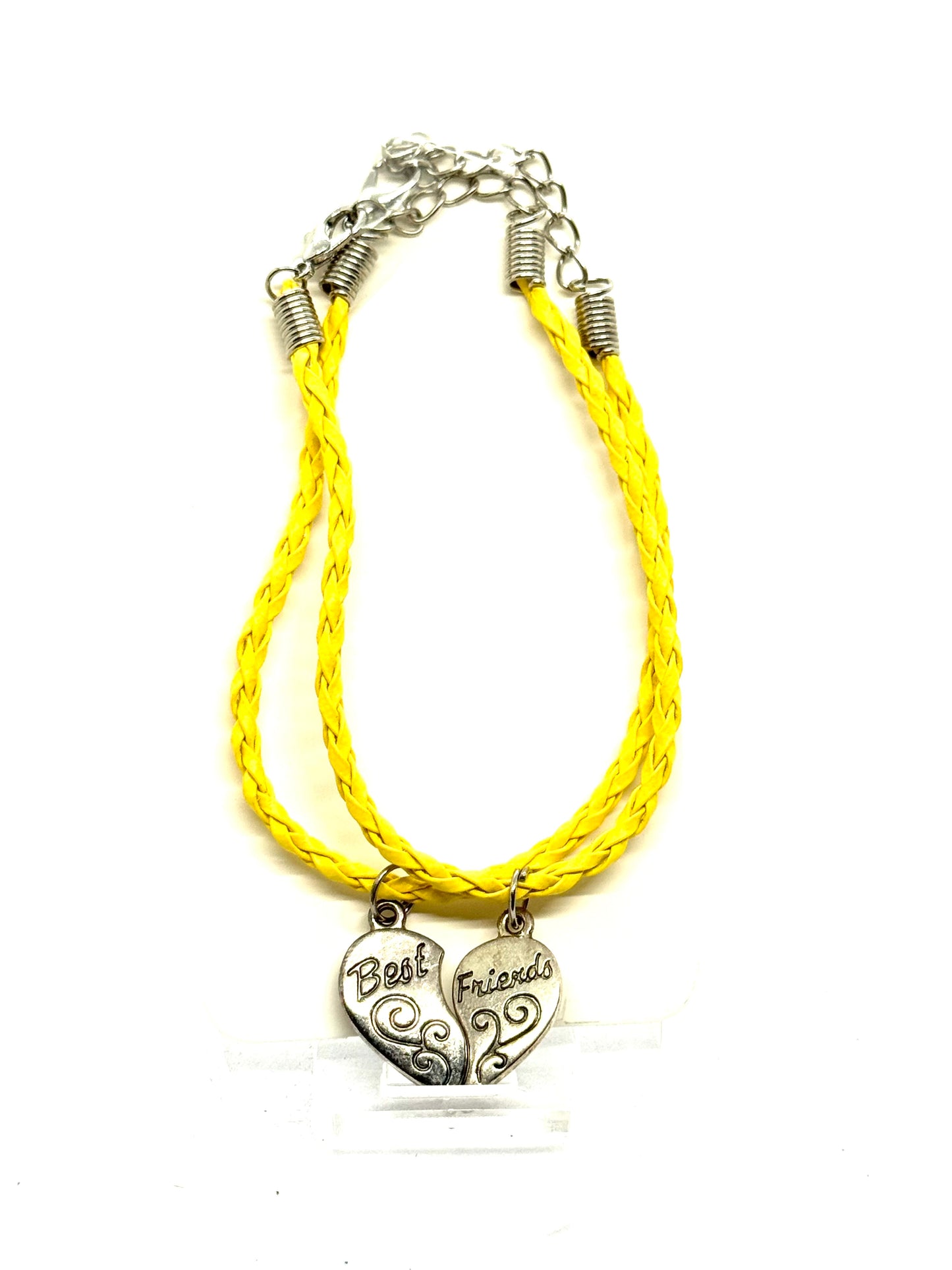 #1”Best Friends But Make It Chaos 💛 | Handmade Yellow Braided Bracelet | Split Heart Charm | Matching Friendship Jewelry | FDSS One-of-a-Kind”