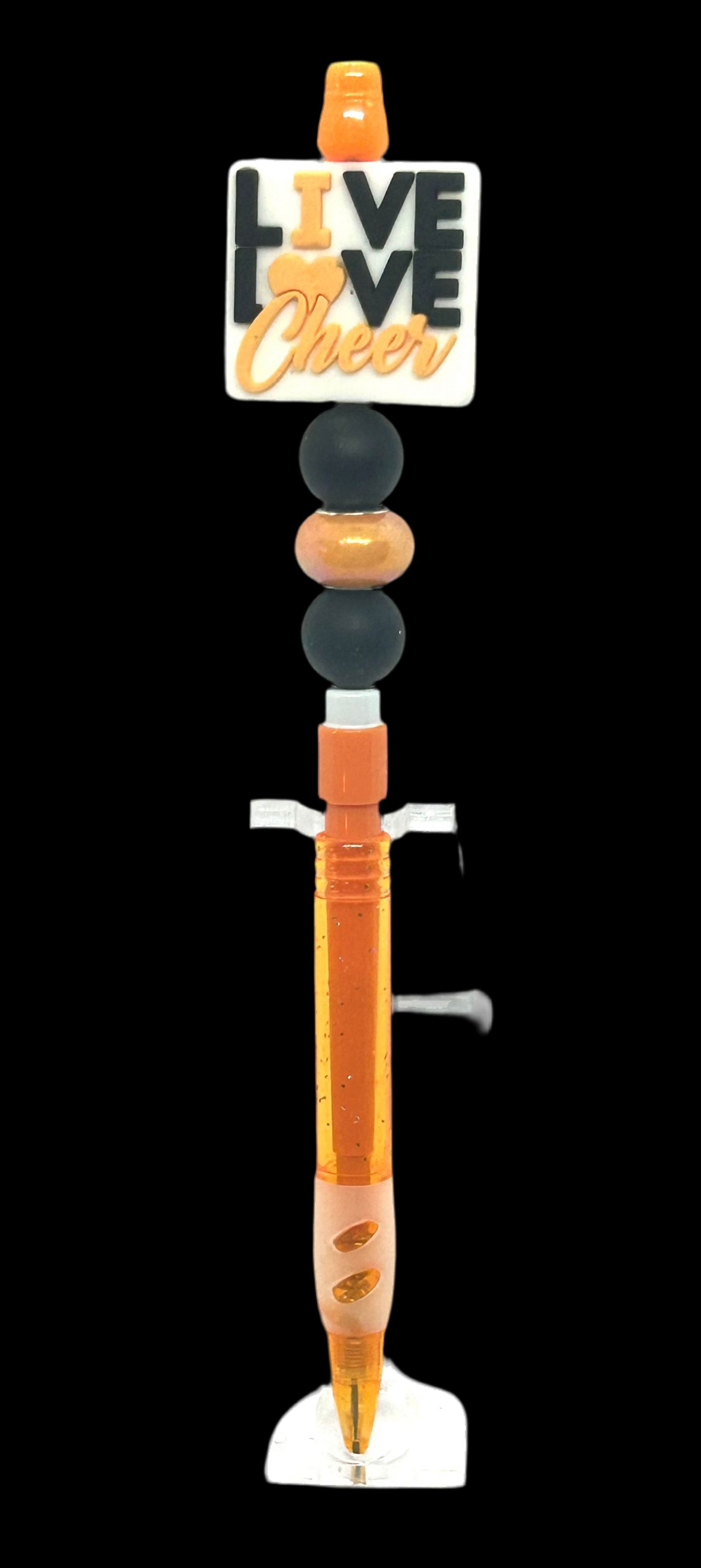 “Cheerleader Chaos Mechanical Pencil – Handmade Beaded School Supply”