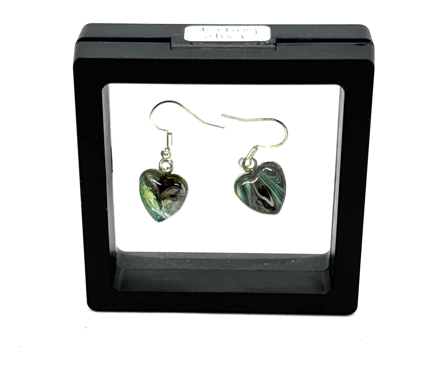 #8S Chaos Wrapped in a Heart Sterling Silver Glass Dome Earrings