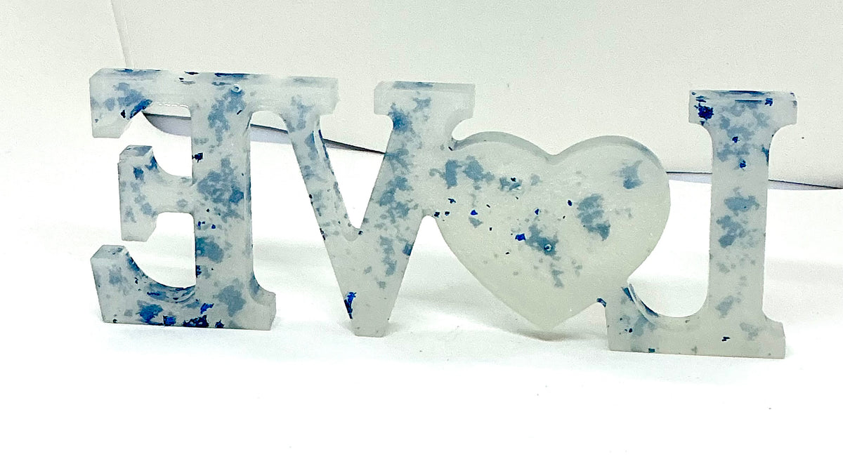 Love & a Little Chaos | Blue Foil Resin LOVE Sign