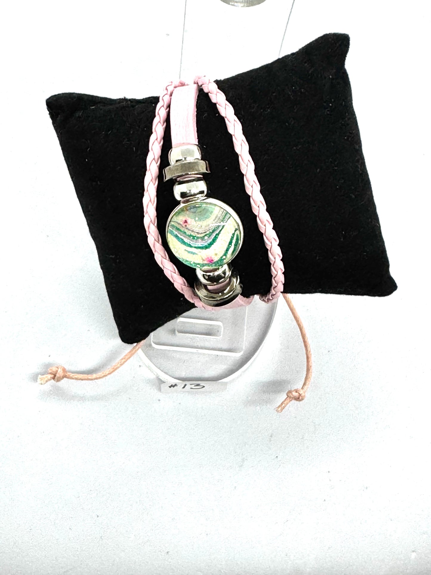 #13 “Soft Chaos Energy” Pink Wrap Bracelet — Handmade Glass Dome Statement Piece | One-of-a-Kind FDSS Chaos Jewelry
