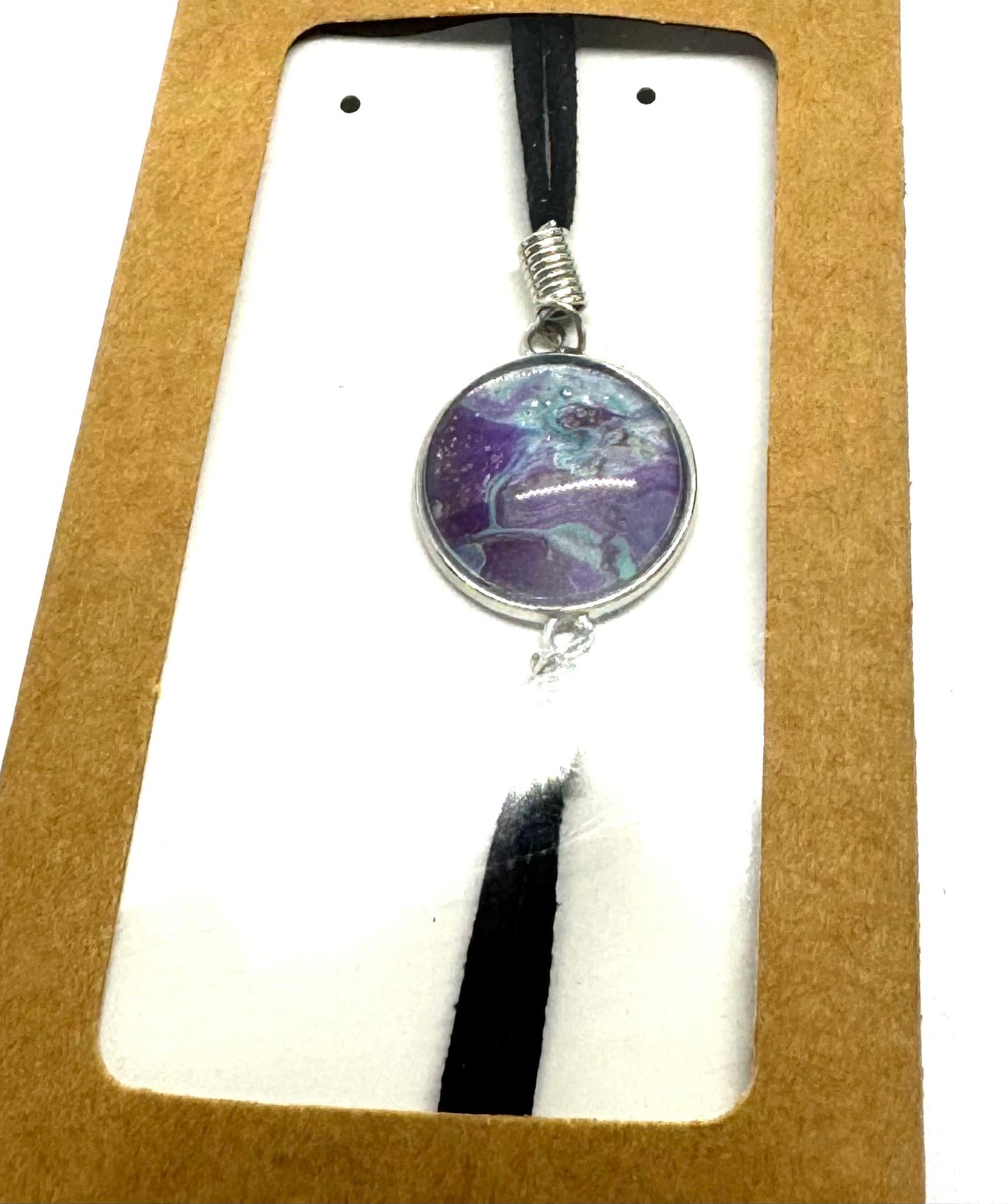 #2 Chaos Meets Cosmic Energy — Handmade Purple Galaxy Glass Dome Bracelet | Dark Aesthetic Leather Cord Statement Jewelry | One-of-a-Kind FDSS