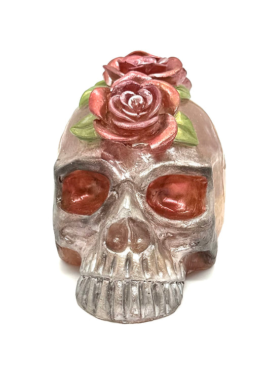 “Deadly Bloom” Rose Crown Skull — Handmade Resin Gothic Decor | Romantic Horror Skull | FDSS One-of-a-Kind Art