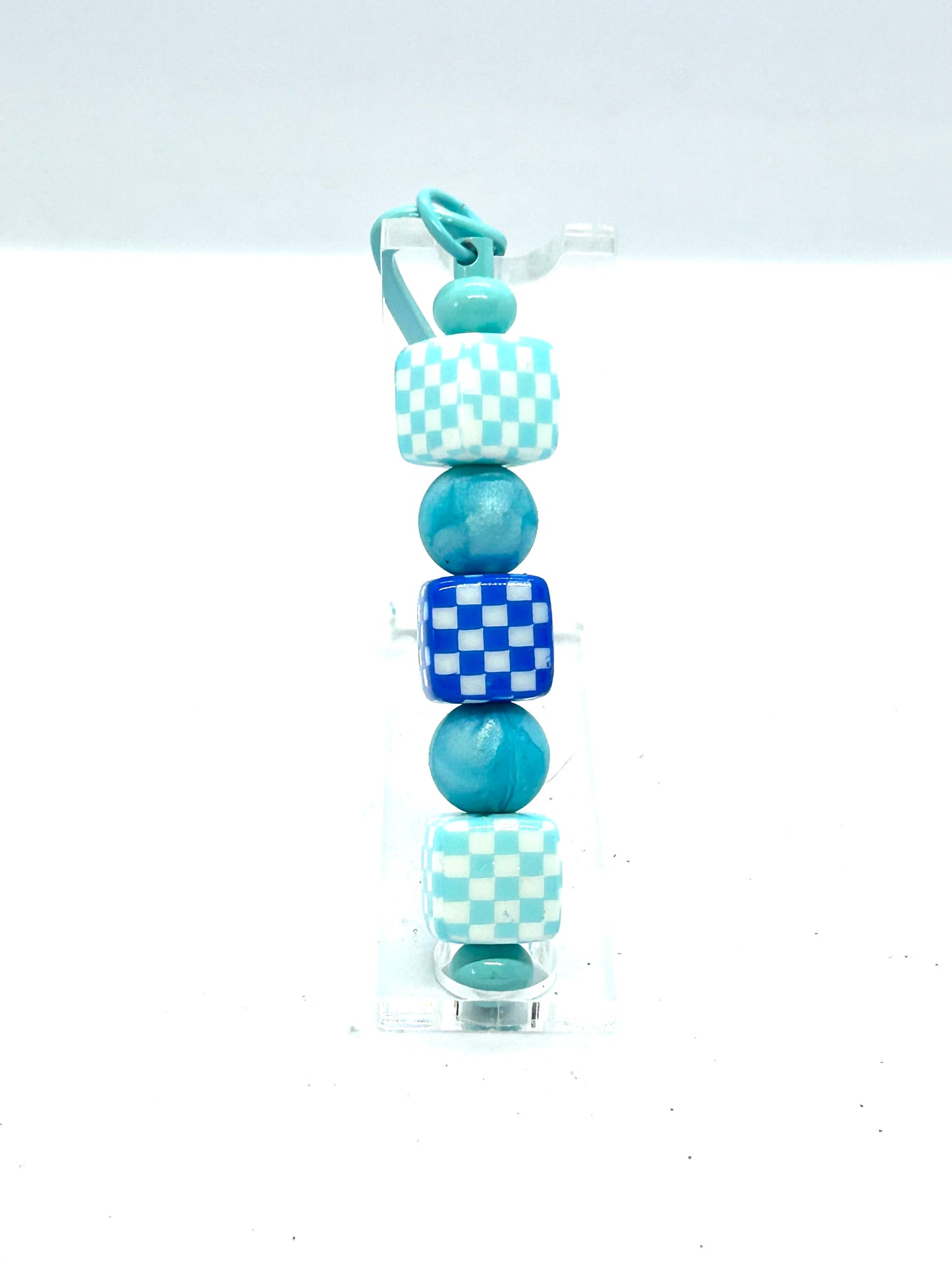 Checkered Bead Metal Shepherds Hook Bookmark