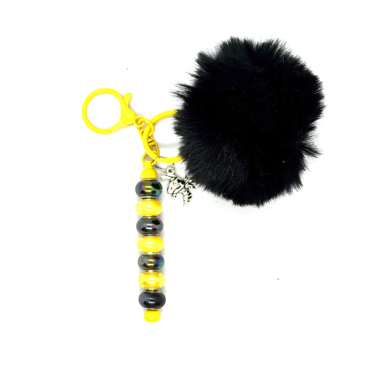 FDSS “Bee-lieve in Chaos” Bumblebee Pom Pom Handmade Keychain Charm
