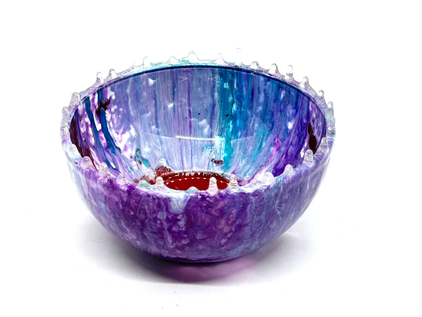 Cosmic Chaos Resin Bowl (Purple + Teal Drip Rim Edition)