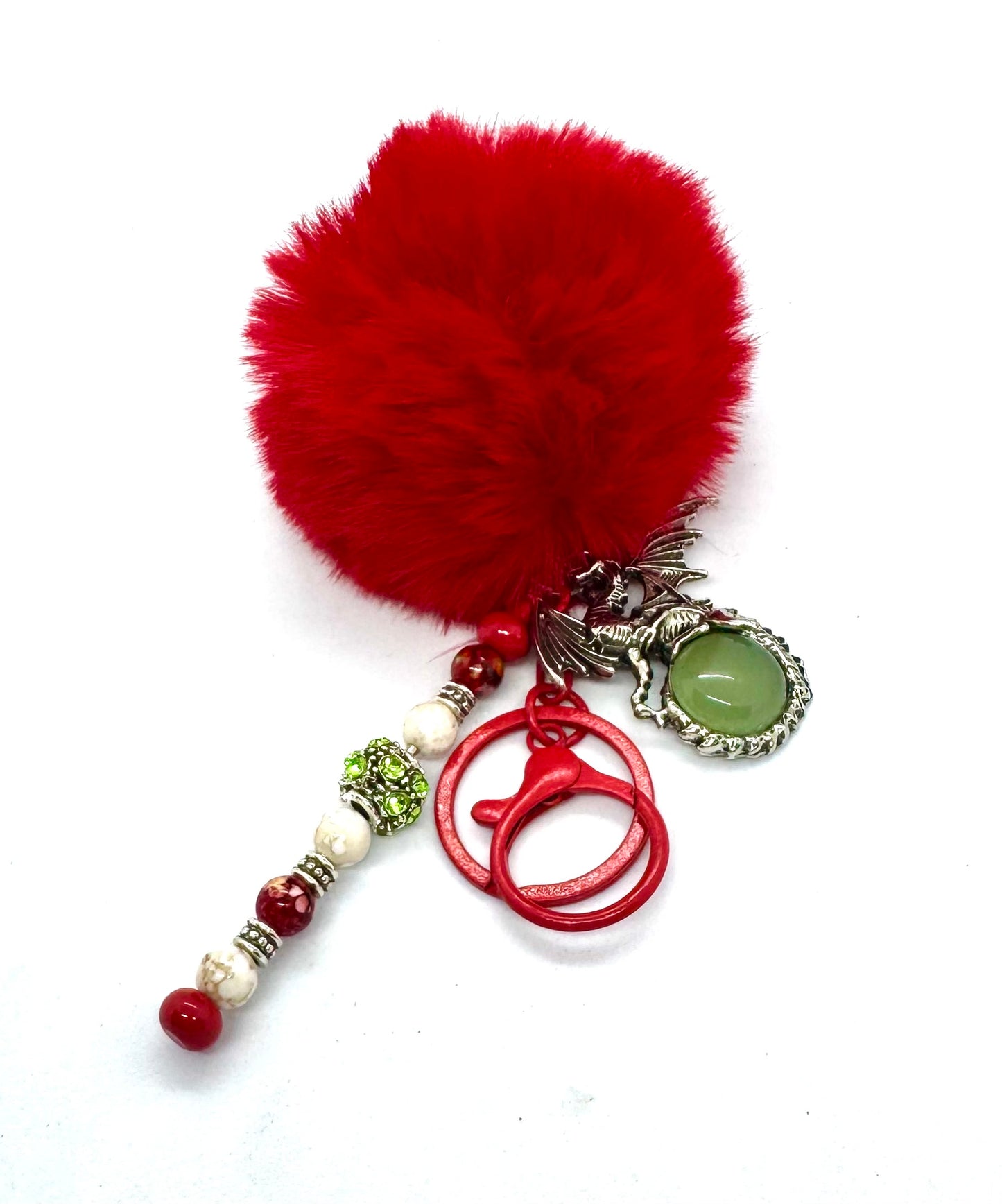 FDSS “The Dragon’s Treasure” Red Pom Pom Beaded Keychain