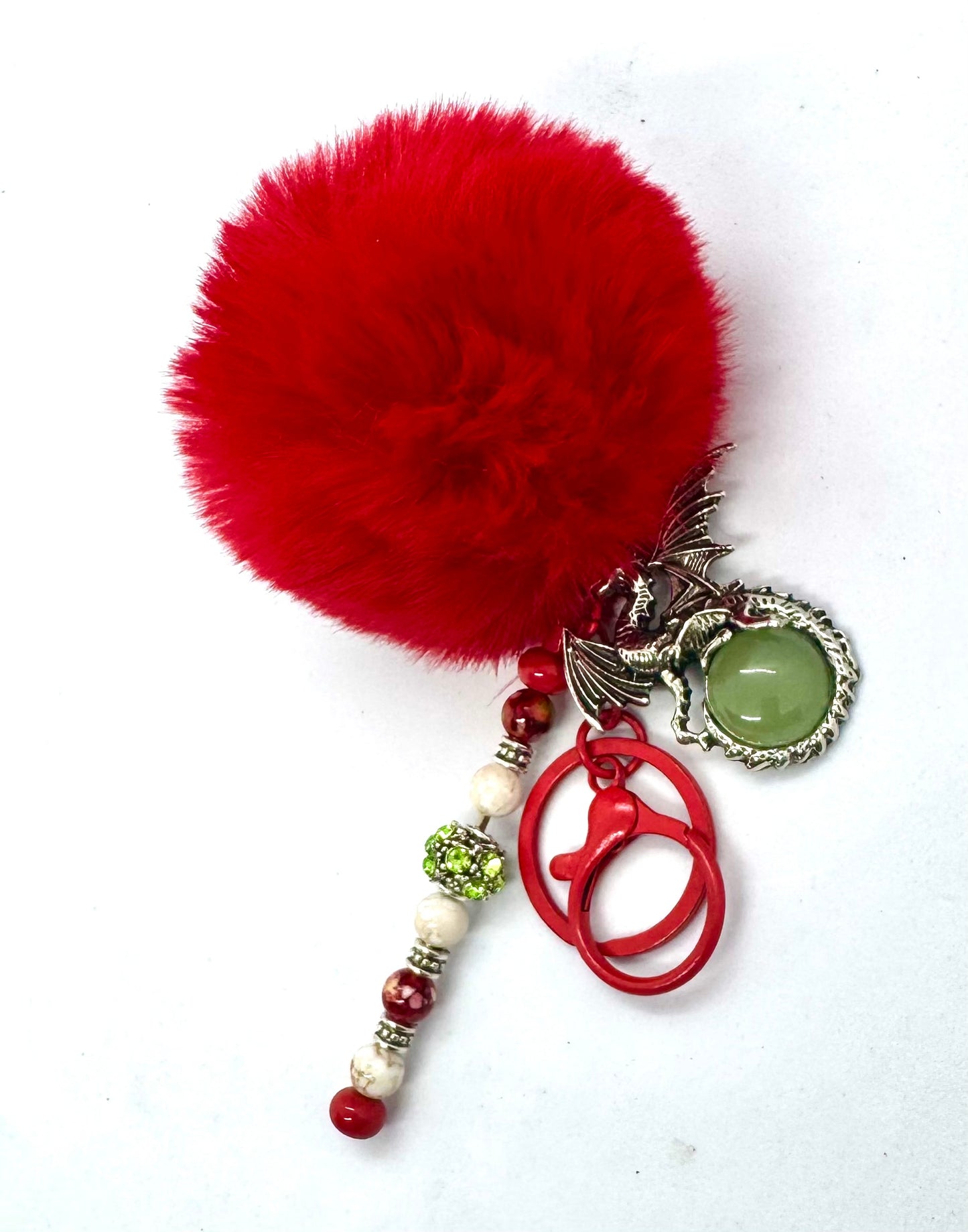 FDSS “The Dragon’s Treasure” Red Pom Pom Beaded Keychain
