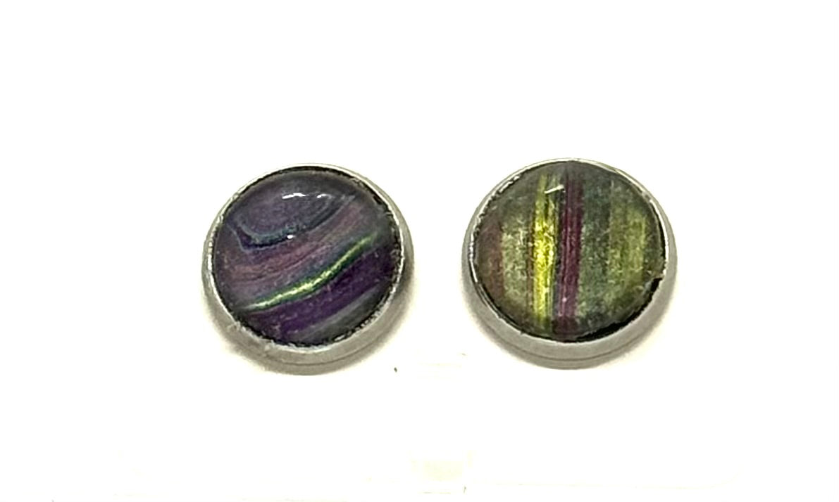 Chaos in Harmony | Handmade Abstract Purple & Olive Stud Earring