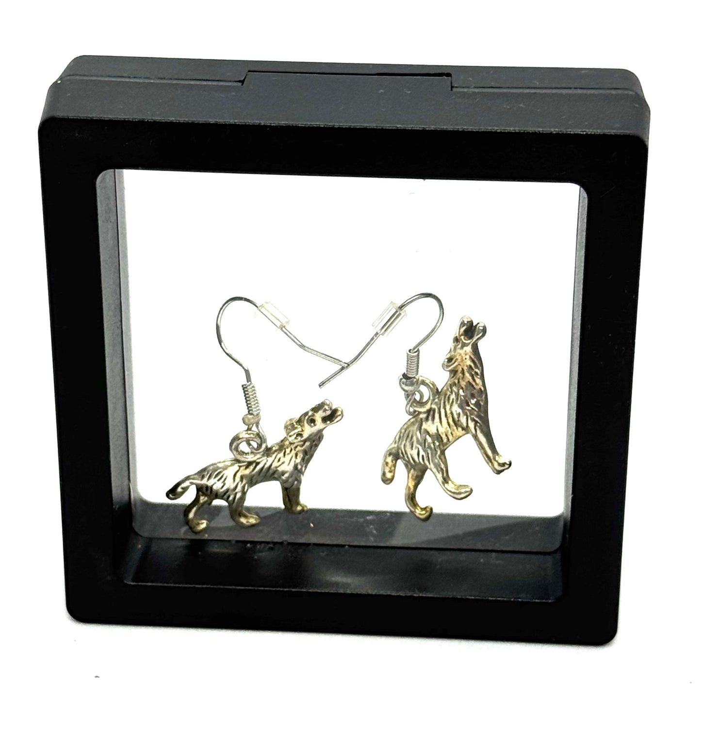 #47 Raised by Wolves Earrings – Silver Wolf Charm Dangle Earrings