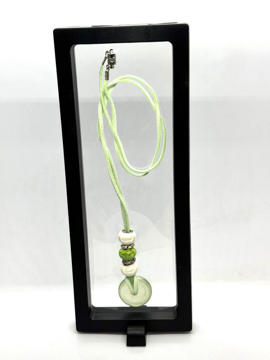 Lime Green Beaded Pendant Necklace | Magnetic Clasp | Handmade Statement Chaos