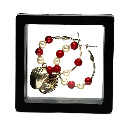 #46 Game Day Chaos Hoop Earrings – Baseball Glove Charm Beaded Hoops