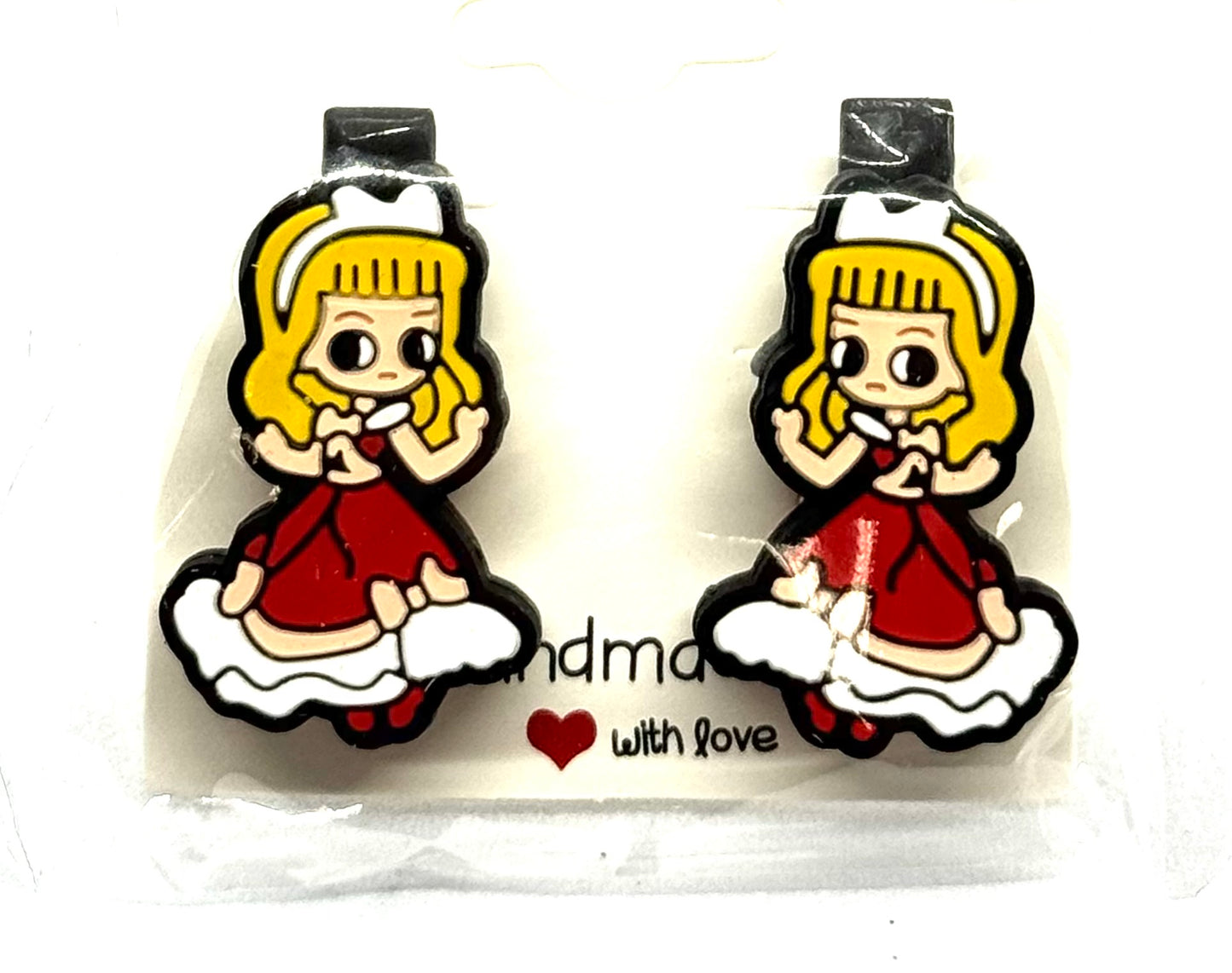 #4 Main Character Energy Barrettes – Red Dress Princess Hair Clips (2pc Set)